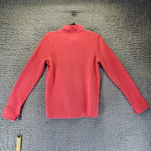Orvis Sweater Womens Medium Coral Pink Quarter-Zip Floral-Collar Pullover - Picture 8 of 9